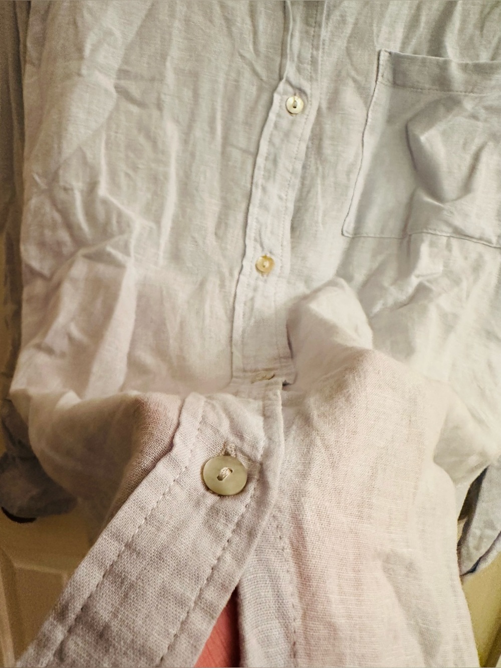 Lola River Light Blue Button-Down Linen Shirt - size M. - Picture 7 of 9